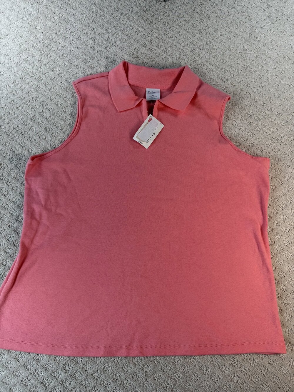 NWT Westbound Sleeveless Polo Shirt Womens Pink Knit Fabric Cut Cotton Size XL